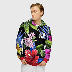 Толстовка 3D на молнии мужская Tropical flowers - aloha, цвет: 3D-красный — фото 2