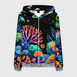 Толстовка 3D на молнии мужская Космический подводный мир, цвет: 3D-меланж