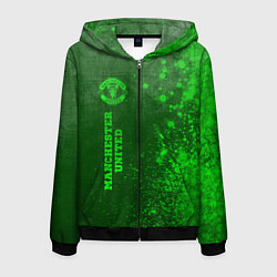 Мужская толстовка на молнии Manchester United - green gradient по-вертикали