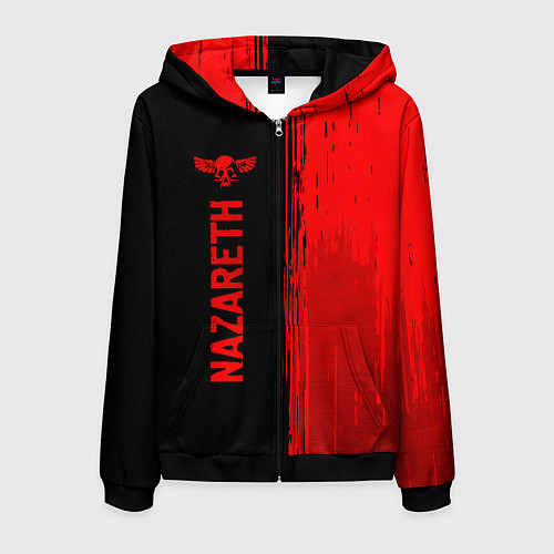 Мужская толстовка на молнии Nazareth - red gradient по-вертикали / 3D-Черный – фото 1
