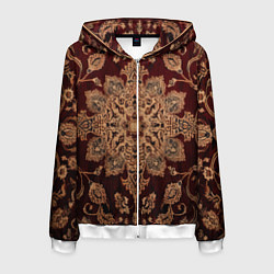 Толстовка 3D на молнии мужская Симметричный узор, цвет: 3D-белый