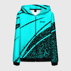 Толстовка 3D на молнии мужская Sport голубой с чёрным в крапинку, цвет: 3D-черный