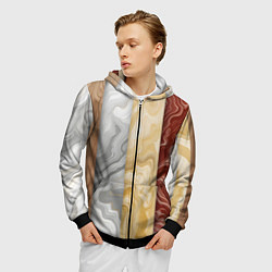 Толстовка 3D на молнии мужская Мрамор и дерево, цвет: 3D-черный — фото 2