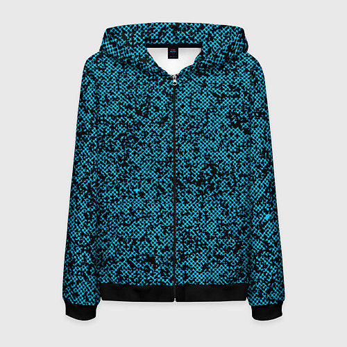 Мужская толстовка на молнии Чёрно-голубой текстура точки / 3D-Черный – фото 1