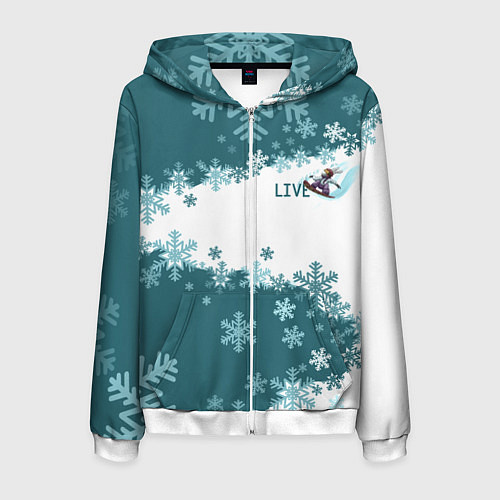 Мужская толстовка на молнии Сноуборд это жизнь / 3D-Белый – фото 1