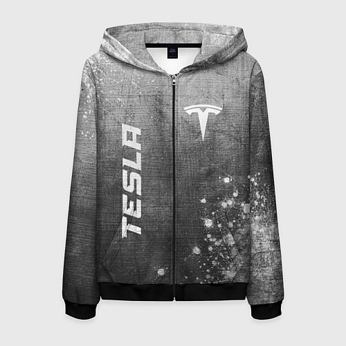 Мужская толстовка на молнии Tesla - grey gradient вертикально / 3D-Черный – фото 1