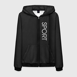 Толстовка 3D на молнии мужская Sport чёрно-серый полоса с затемнением, цвет: 3D-черный