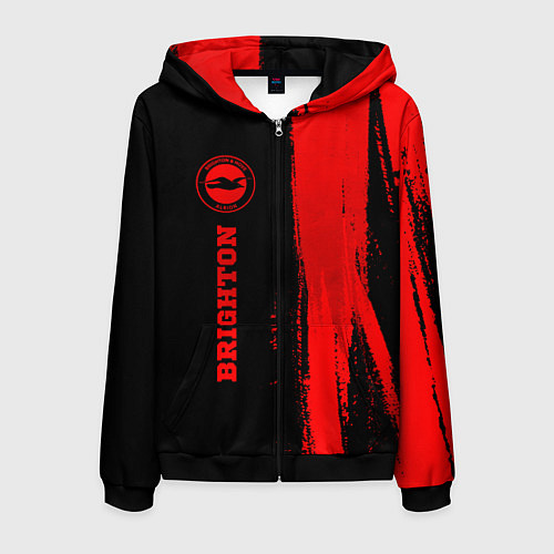 Мужская толстовка на молнии Brighton - red gradient по-вертикали / 3D-Черный – фото 1