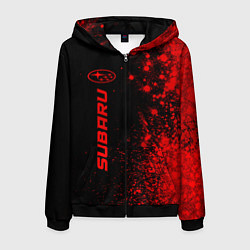 Толстовка 3D на молнии мужская Subaru - red gradient по-вертикали, цвет: 3D-черный