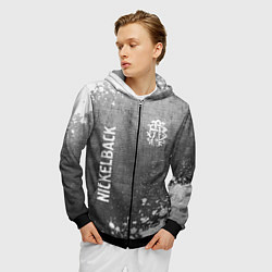 Толстовка 3D на молнии мужская Nickelback - grey gradient вертикально, цвет: 3D-черный — фото 2