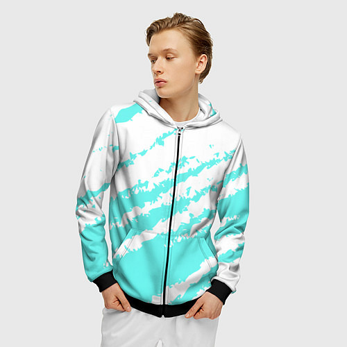 Мужская толстовка на молнии The color is light blue and white / 3D-Черный – фото 3