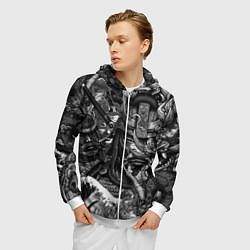 Толстовка 3D на молнии мужская Самурай и дракон в стиле татуировки ирезуми, цвет: 3D-белый — фото 2