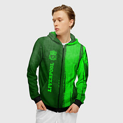 Толстовка 3D на молнии мужская Liverpool - green gradient по-вертикали, цвет: 3D-черный — фото 2