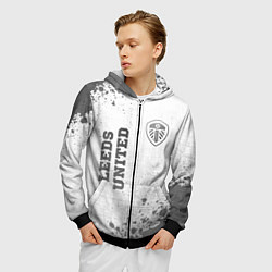 Толстовка 3D на молнии мужская Leeds United - white gradient вертикально, цвет: 3D-черный — фото 2