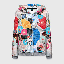 Толстовка 3D на молнии мужская Цветы - абстрактные узоры, цвет: 3D-меланж