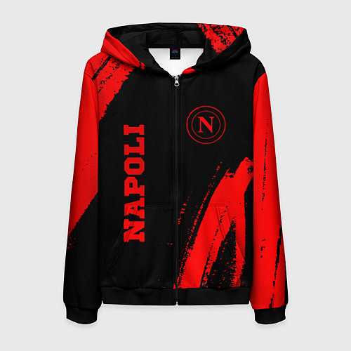 Мужская толстовка на молнии Napoli - red gradient вертикально / 3D-Черный – фото 1