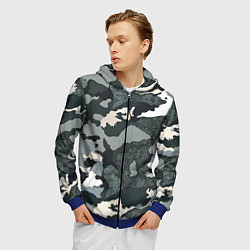 Толстовка 3D на молнии мужская Темно зеленый камуфляж, цвет: 3D-синий — фото 2