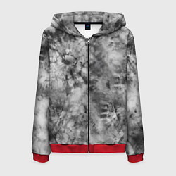 Толстовка 3D на молнии мужская Серый тай дай - абстракция, цвет: 3D-красный