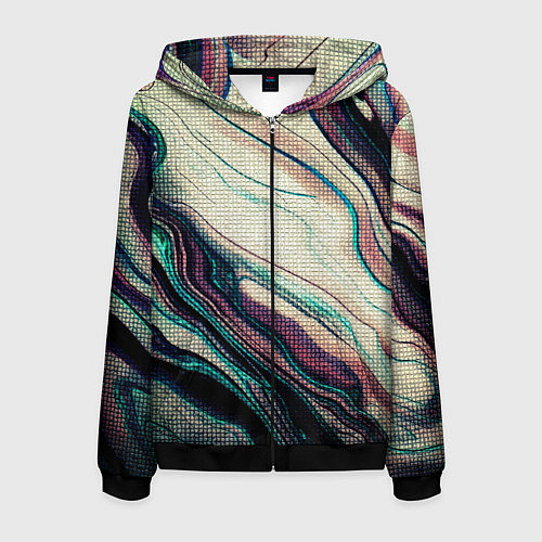 Мужская толстовка на молнии Абстракция тёмные краски с текстурой / 3D-Черный – фото 1
