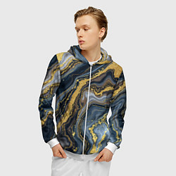 Толстовка 3D на молнии мужская Золотые диагонали, цвет: 3D-белый — фото 2