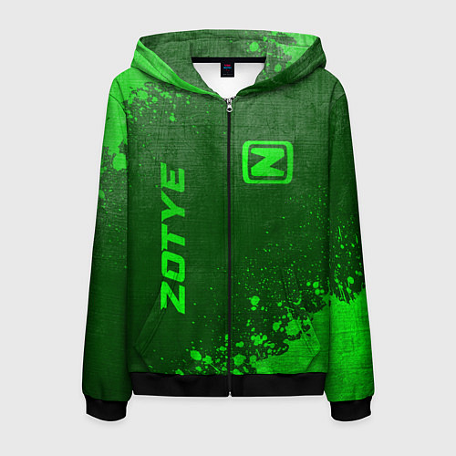 Мужская толстовка на молнии Zotye - green gradient вертикально / 3D-Черный – фото 1