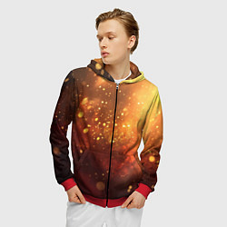 Толстовка 3D на молнии мужская Золотая блестящая текстура, цвет: 3D-красный — фото 2