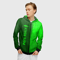 Толстовка 3D на молнии мужская Papa Roach - green gradient по-вертикали, цвет: 3D-черный — фото 2