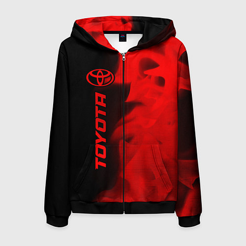 Мужская толстовка на молнии Toyota - red gradient по-вертикали / 3D-Черный – фото 1
