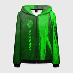 Мужская толстовка на молнии Porsche - green gradient по-вертикали
