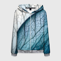 Толстовка 3D на молнии мужская Листья с прожилками, цвет: 3D-меланж