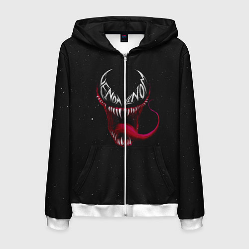 Мужская толстовка на молнии Веном в темноте / 3D-Белый – фото 1