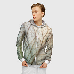 Толстовка 3D на молнии мужская Прожилки листика, цвет: 3D-белый — фото 2