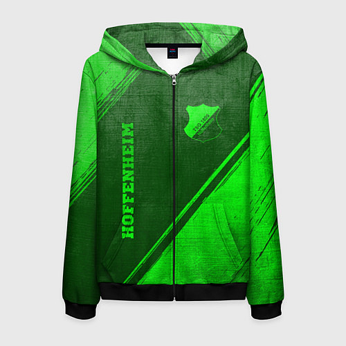 Мужская толстовка на молнии Hoffenheim - green gradient вертикально / 3D-Черный – фото 1