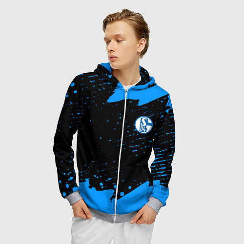 Мужская толстовка на молнии Schalke 04 fc blue color / 3D-Меланж – фото 3