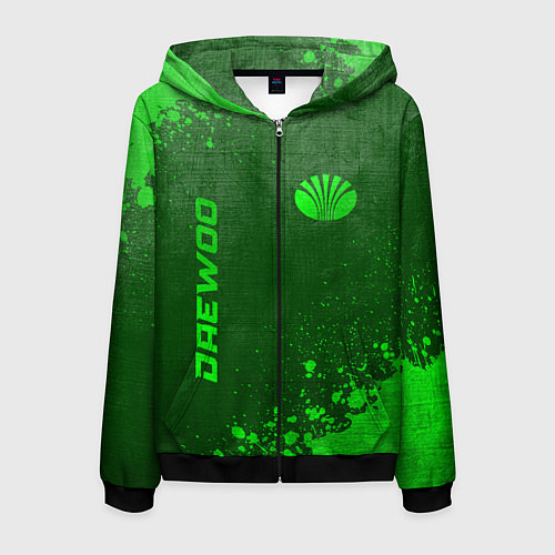 Мужская толстовка на молнии Daewoo - green gradient вертикально / 3D-Черный – фото 1