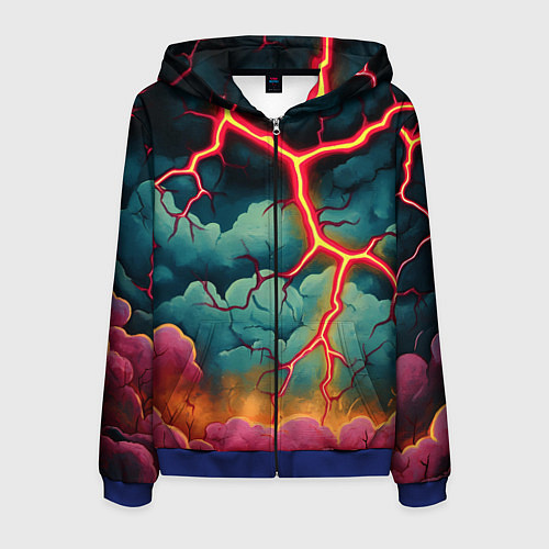 Мужская толстовка на молнии Молнии в виде разлома / 3D-Синий – фото 1