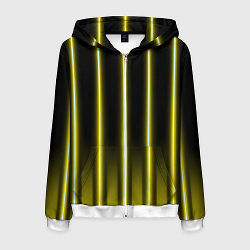Мужская толстовка на молнии Neon yellow / 3D-Белый – фото 1