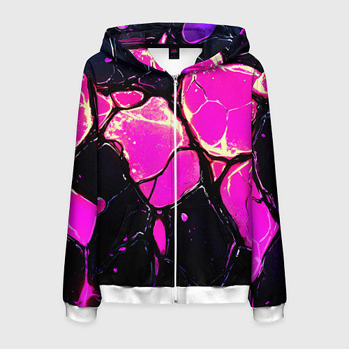 Мужская толстовка на молнии Розовые пятна в текстуре / 3D-Белый – фото 1