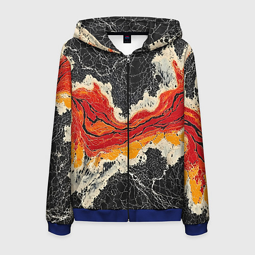 Мужская толстовка на молнии Красно-черная потертая текстура / 3D-Синий – фото 1