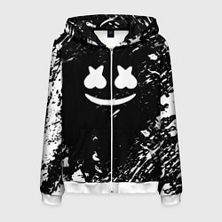 Толстовка 3D на молнии мужская Marshmello брызги красок, цвет: 3D-белый