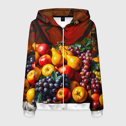 Мужская толстовка на молнии Фруктовый натюрморт / 3D-Белый – фото 1