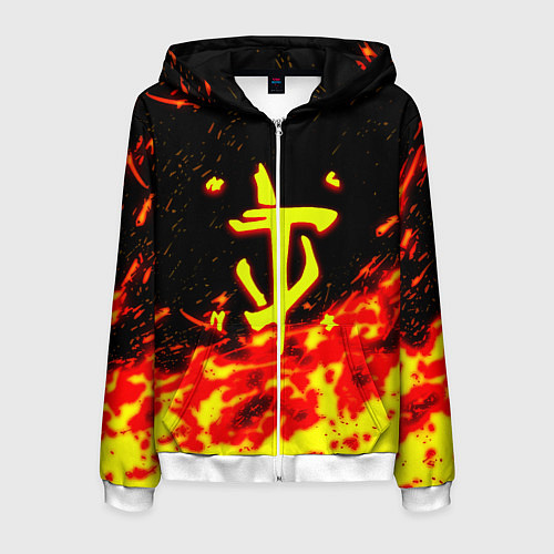 Мужская толстовка на молнии Doom огненное лого / 3D-Белый – фото 1