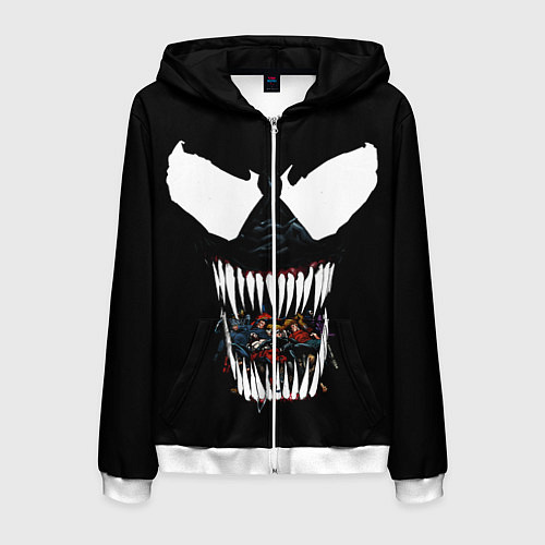 Мужская толстовка на молнии Веном жрет / 3D-Белый – фото 1