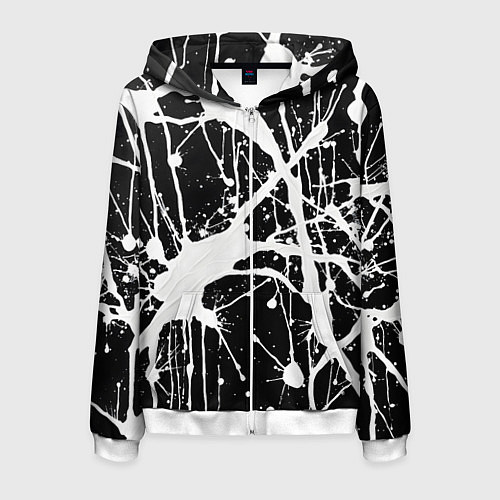 Мужская толстовка на молнии Брызги белой краски / 3D-Белый – фото 1