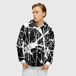 Толстовка 3D на молнии мужская Брызги белой краски, цвет: 3D-белый — фото 2
