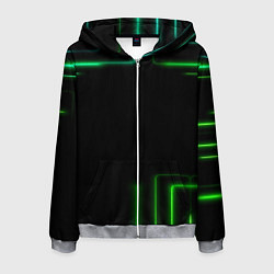 Толстовка 3D на молнии мужская Black green color, цвет: 3D-меланж