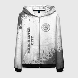Толстовка 3D на молнии мужская Manchester City - white gradient вертикально, цвет: 3D-черный