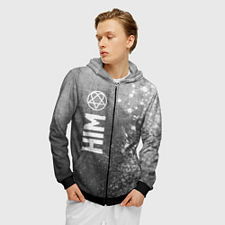 Толстовка 3D на молнии мужская HIM - grey gradient по-вертикали, цвет: 3D-черный — фото 2