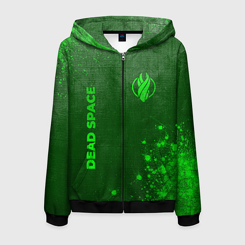 Мужская толстовка на молнии Dead Space - green gradient вертикально / 3D-Черный – фото 1