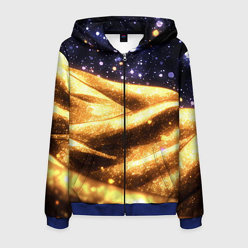 Мужская толстовка на молнии Золотая текстура и синее небо / 3D-Синий – фото 1